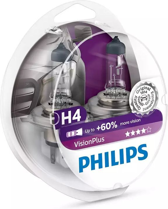 Лампа H 4 12V 60/55W P43t "PHILIPS"  +60% 12342VP S2 (399257)