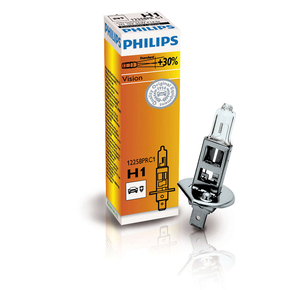 Лампа H 1 12V 55W "PHILIPS"  +30% 12258PR C1 (475183)