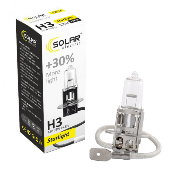 Лампа H 3 12V 55W "SOLAR" +30% (1203)
