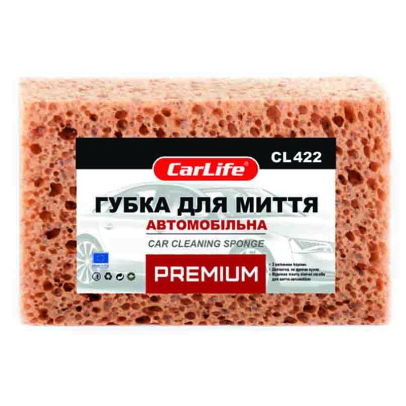 CarLife  Губка для миття авто CL-422 Premium з великими порами 190х120х70мм корич.