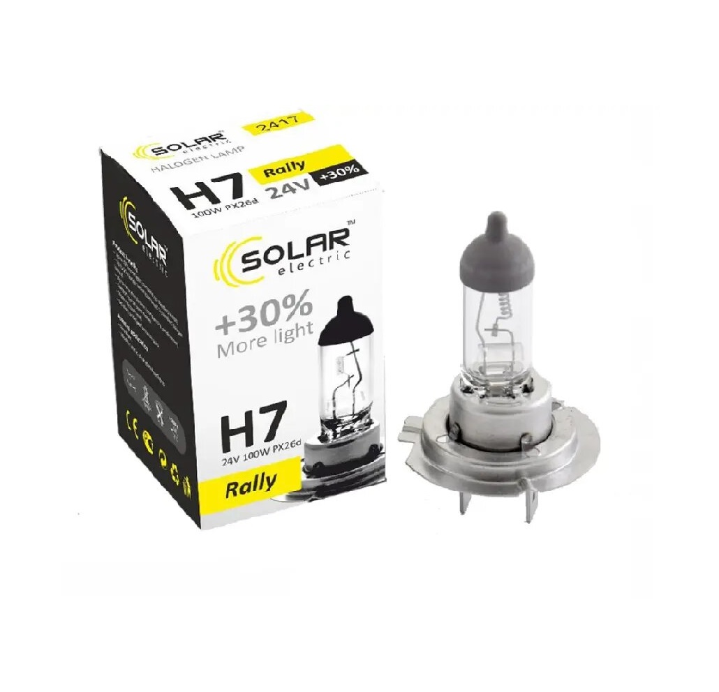 Лампа Н 7 24V100W "SOLAR" +30% (2417)