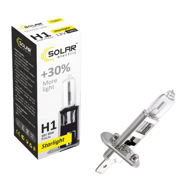 Лампа H 1 12V 55W "SOLAR"  +30% (1201)