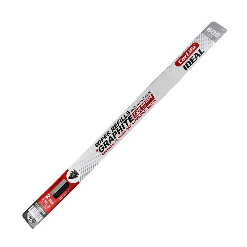 Резинка склоочисника "CarLife" Ideal 24/600mm 2шт каркас+мет.направляючі (209162/625)