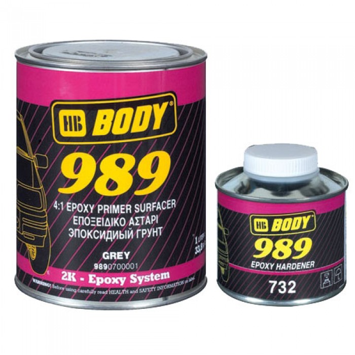BODY 989 Грунт-наповнювач епоксидний 2К, сірий 1.0л+затв.732 0.25л BODY 989 Грунт-наповнювач епоксидний 2К, сірий 1.0л+затв.732 0.25л