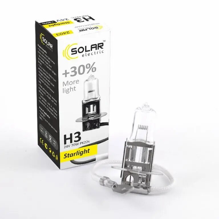 Лампа H 3 24V 70W "SOLAR" +30% (2403)