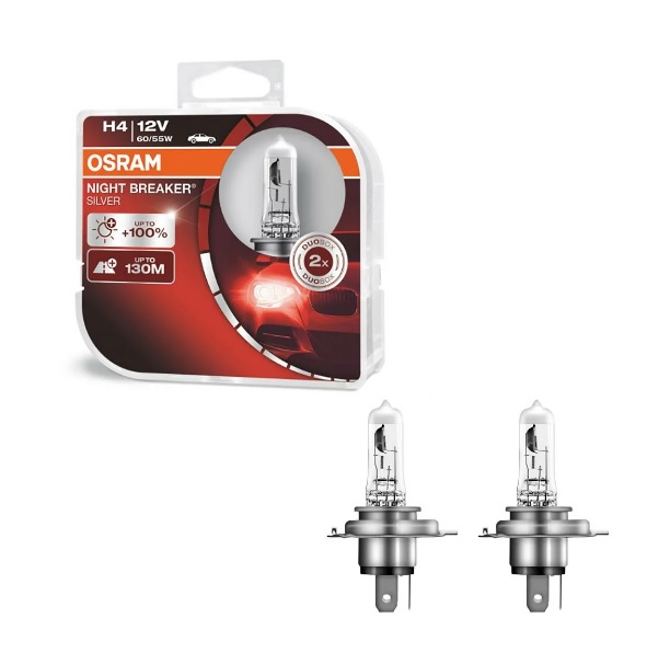 Лампа H 4 12V 60/55W P43t "OSRAM" +100% (64193 NBS-HCB-DUO)
