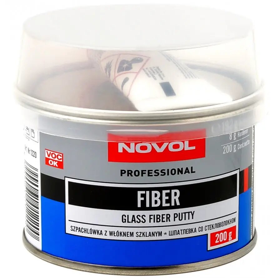 Шпатлівка зі скловолокном NOVOL FIBER, 0.2кг Шпатлівка зі скловолокном NOVOL FIBER, 0.2кг