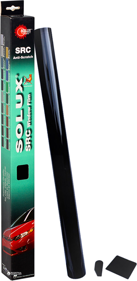 VITOL  Плівка тонована SOLUX SRC Anti-Scratch  0,75х3м Super Dark Black 75см (зелена уп.)