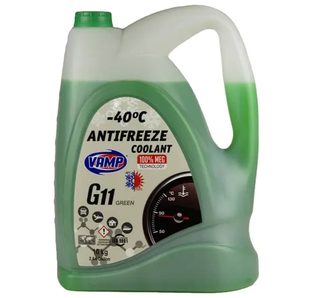 Антифриз-40 G11 зелений (МЭГ) кан.10л/10,7кг ВАМП
