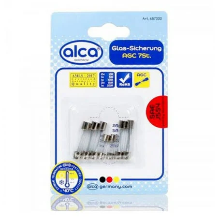 Запобіжник /ALCA 687000/Скляні Кт 7 шт блістер 2-25А