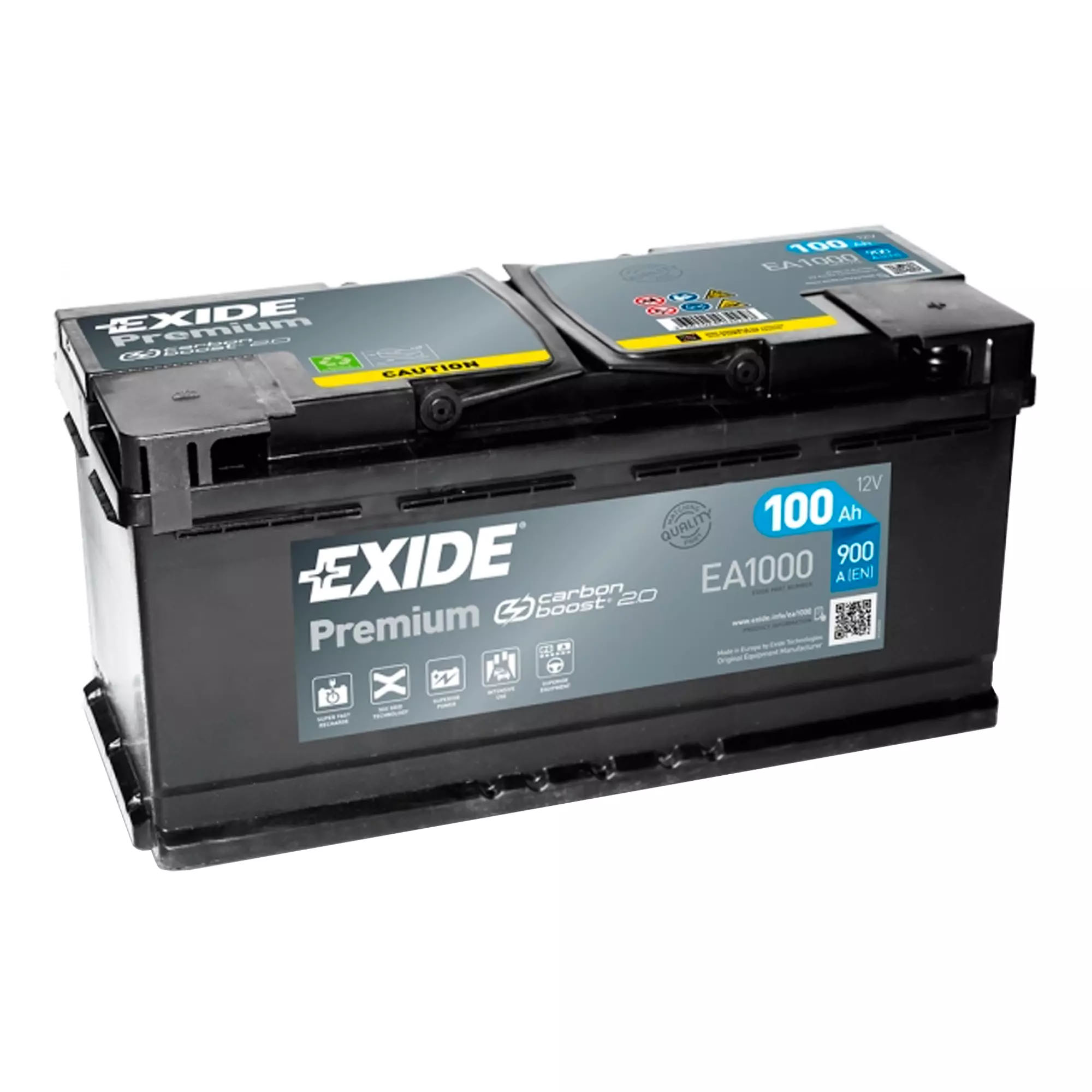 Акумулятор EXIDE PREMIUM 100Ah Ев (-/+) (900EN) (д353*ш175*в190) EA1000