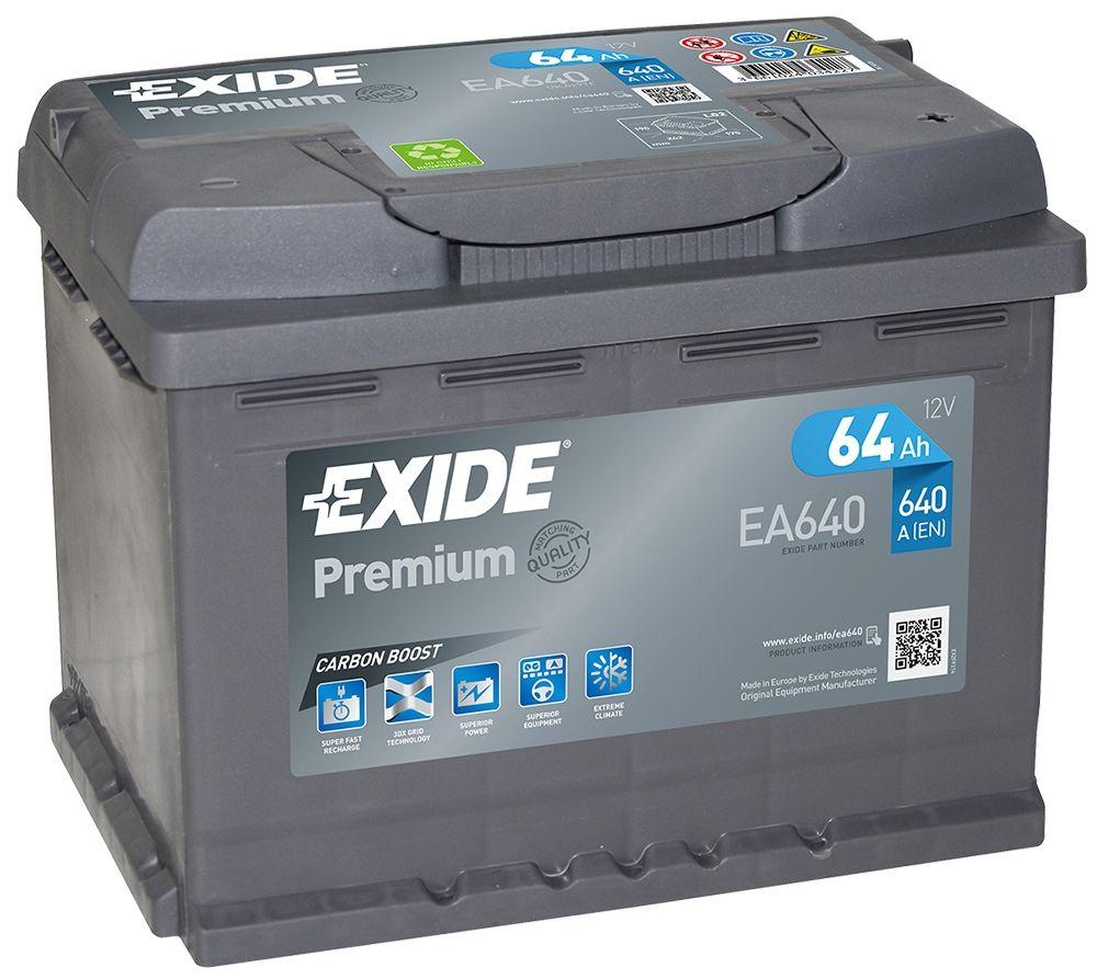 Акумулятор EXIDE PREMIUM 64Ah Ев (-/+) (640EN) (д242*ш175*в190) EA640