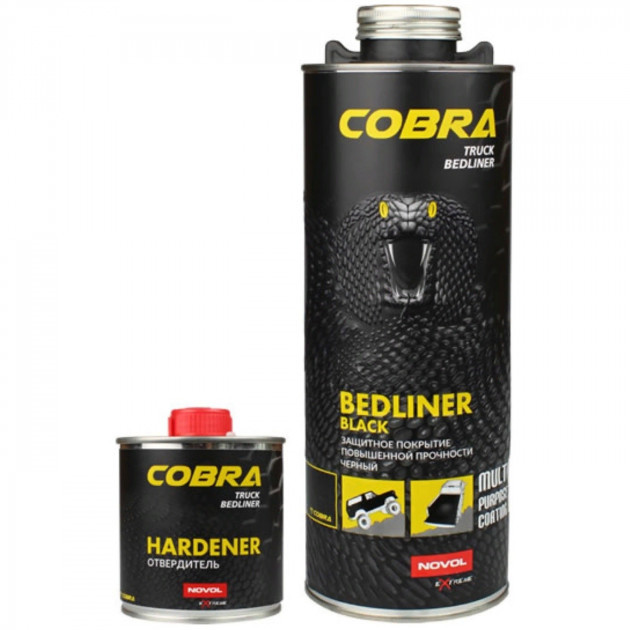 90363  Захисне покриття COBRA BEDLINDER BLACK  (чорне)  600мл+200мл  (к-т)
