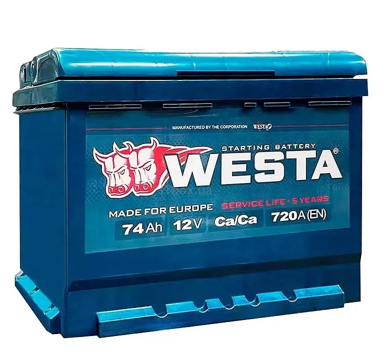 АКБ  WESTA   74 Ah / 720 A  Premium  R (0) (-/+)   (276x175x190)